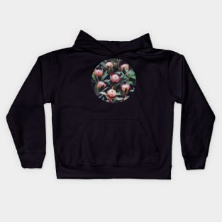 Evening Proteas - Pink on Charcoal Kids Hoodie